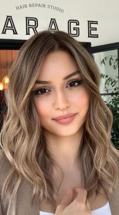 Haircut And Balayage, Soft Blond Balayage Brunettes, Soft Brown To Blonde Balayage, Creamy Brown Hair Balayage, Bronde Haircolor Bayalage, Sand Hair Color Brunette, Bayalage Highlights On Brown Hair, Dark Roots Light Ends Balayage Hair Color Ideas, Spring Hair Color Brunettes