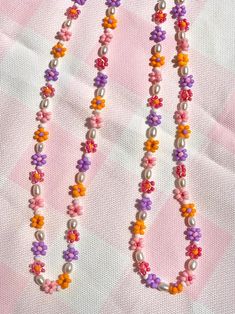 Mini Beaded Flower Choker Necklace With Freshwater Pearls | Etsy Cute Flower Beaded Necklaces With Colorful Beads, Cute Flower-shaped Colorful Beaded Necklaces, Pink Flower Necklaces With Tiny Beads, Pink Flower Necklace With Tiny Beads, Pink Flower-shaped Necklace With Tiny Beads, Handmade Cute Flower Beaded Necklaces, Cute Handmade Flower Beaded Necklaces, Pink Flower-shaped Beaded Necklace With Beaded Chain, Whimsical Pink Beaded Necklaces With Round Beads