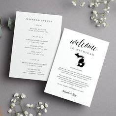 Michigan Wedding Welcome Letter & Itinerary Mississippi Wedding, Nebraska Wedding