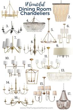 a chandelier is shown with the words, 11 beautiful dining room chandeliers