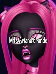 a cartoon girl with pink hair and black eyes, has the caption mth's aria grande