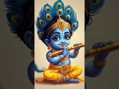 a painting of a little boy playing the flute