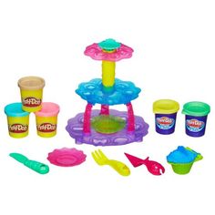 play - doh ice cream fountain playset set with plastic cups and spoons