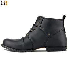 These motorcycle boots for men are handcrafted to uniqueness using genuine leather material and a strong rubber outsole. The fashion shoes that have a round toe shape and a lace-up closure are ideal for the spring and autumn. Made using the sewing process, the durable adult shoes with a square heel is a must-have.

Specifications
Brand Name: GeraldBlack
Boot Type: Motorcycle boots
Upper Material: Genuine Leather
Upper-Genuine Leather Type: Cow Leather
Boot Height: ANKLE
Pattern Type: Solid
Depar Boots For Men, Boot Types, Motorcycle Boots, Spring And Autumn, Boots Shoes, Leather Material, Full Grain Leather, Cow Leather, The Fashion