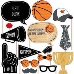 basketball party photo booth props and decorations