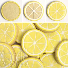 the cookies are decorated with lemon slices