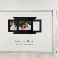 a white box with two pictures in it and the words sheffield home written below them