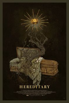 the poster for heredtiaryy shows an open suitcase and a sunburst above it