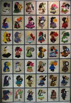 a quilt made to look like many different people