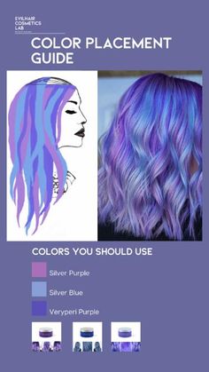 Discover the Ultimate DIY Multicolor Hair Dye Techniques - VeryPri Purple + Silver Blue + Silver Purple Placement Guide If you're looking to create a unique and vibrant multicolor hair dye look using VeryPeri Purple, Silver Blue, and Silver Purple, you're in for a treat! Follow this DIY multicolor hair dye technique and placement guide to achieve an ultimate and eye-catching result: Start your colorful hair journey today! GO TO TUTORIAL ... Unnatural Hair Color For Pale Skin, Multicolor Hair Dye, Two Tone Purple Hair, Color Placement Guide, Multi Color Hair Dye Techniques, Silver Purple Hair, Silver Blue Hair, Periwinkle Hair, Hair Dye Techniques