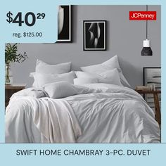 a bed with white sheets and pillows is on sale for $ 40 or $ 39