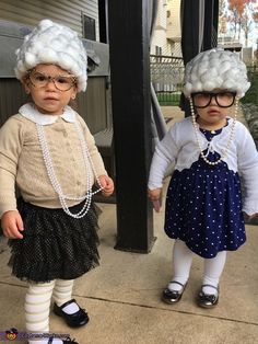 Kids Old Man Costume, Kids Old Lady Costume, Life Of A Writer, Arya 2, Old Man Costume, Old Lady Costume, Fantasias Halloween, School Dresses, Halloween Inspiration