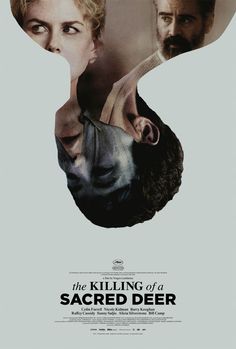 the killing of a sacred deer movie poster with two people and one man's face