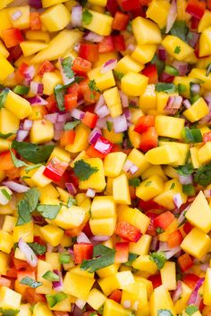 fresh fruit salad with cilantro, pineapple, and red onion