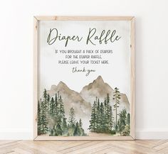 a watercolor painting with the words, digger rollie on it and mountains in the background