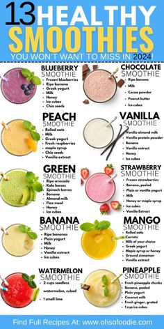 the 13 healthy smoothies list is shown