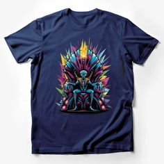 Embrace the cosmos with this vibrant Alien Throne graphic t-shirt! Featuring a stunning illustration of an alien seated majestically on a futuristic throne, this tee is perfect for sci-fi fans and art lovers alike. The rich colors and dynamic composition create a captivating design that stands out in any crowd. Made with high-quality materials, this shirt is comfortable for all-day wear and is sure to spark conversations. Custom graphic T-Shirt.Customize your color Pop Culture Multicolor Top With Front Print, Multicolor Graphic Print Tops For Fan Merchandise, Multicolor Graphic Design T-shirt For Fans, Graphic Tee Multicolor Shirt For Fan Merchandise, Multicolor Graphic Tee For Fan Merchandise, Multicolor Graphic Design T-shirt For Fan Merchandise, Multicolor Band Merch T-shirt With Graphic Design, Multicolor Graphic T-shirt For Fan Merchandise, Multicolor Band Merch T-shirt With Graphic Print