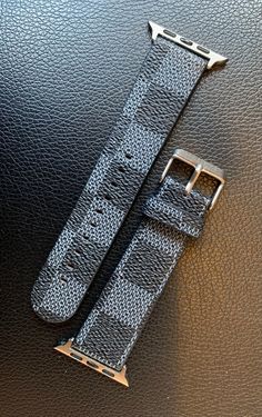 Apple Watch Bands Canvas and Leather Strap by Handmade for Apple Watch 38mm 40mm 41mm 42mm 44mm 45mm Series 8/7/6/5/4/3/2/1 Holidays Gifts 1. Canvas surface and genuine leather with Steel for connecters. 2. For Apple Watch Series:8,7, 6, SE, 5, 4, 3, 2 and 1 3. This Damier Style Apple fitbit watch band fits between 6" and 8.5" wrists 4. The watch band will be shipped by USPS, in one day handling day 5. Crea Leather Apple fitbit watch bands are 100% genuine top quality leather. Perfect gift for special days such as Anniversary, Birthday, Valentine's Day, Mother's Day, Graduation, Father's Day, Christmas, Silver Apple Watch Band For Everyday Use, Silver Rectangular Apple Watch Band For Everyday Use, Fitbit Watch, Band Fits, Apple Watch 38mm, Apple Watch Band, Apple Watch Series, Apple Watch Bands, Watch Band