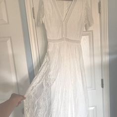 Euc. Worn Once And Looks Brand New. Perfect For A Bride Or Family Photos White Lace Long Dress, White Lace Dress Long, Lace Long Dress, White Lace, Family Photos, Long Dress, Color White, Maxi Dress, Womens Dresses