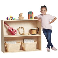 Keep your playroom or classroom uncluttered with ECR4Kids Streamline 2-Shelf Storage Organizer. The multi-purpose storage shelves provide ample space to display and organize school supplies, arts and crafts materials, building blocks, games, and puzzles at home or in a daycare. Make playtime more manageable with displays of developmentally appropriate toys and books; rearrange play spaces with too many options. Use this toy rotation storage to bring excitement back as playthings are refreshed. D Acrylic Wall Shelf, Toy Shelf, Classroom Storage, Toy Storage Organization, Wood Storage Cabinets, Home Storage Solutions, Storage Cabinet Shelves, Kids Bookcase, Wood Book