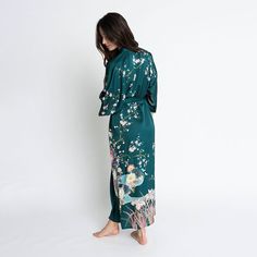 Our beautiful spring floral kimono robe features soft, gentle material and a luxurious drape. Purchase this mid-weight kimono online from KIM+ONO today! Long Floral Kimono, Kimono Online, Branch Design, Beautiful Kimonos, Long Kimono, French Seam, Floral Kimono, Spring Floral, Final Sale