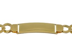 "Lovely Unisex ID Personalized Curb Chain Bracelet crafted in 14k Solid Gold 8.5\" - 14k Solid Yellow Gold - B1469 Condition: Excellent pre-owned. Shows minimal signs of wear as pictured (these are very close-up photos). Metal Content: Guaranteed 14k solid Gold as Stamped Bracelet's Length: 8.5 inches Bracelet's Width: 13.02 mm Bracelet's Thickness: 2.21 mm Total Weight: 32.2 grams Actual item pictured. All of our pictures are authentic to show you every angle of the item. Furthermore, notice th Yellow Gold Bracelet With Rectangular Curb Chain, Yellow Gold Curb Chain Bracelet With Rectangular Links, 14k Gold-tone Bracelet With Solid Link Construction, Adjustable Gold-tone Bracelet With Solid Link Construction, Yellow Gold Cuban Link Bracelet, Tarnish Resistant, Baby Rings, Stamped Bracelet, Half Eternity Band, Pink Gemstones