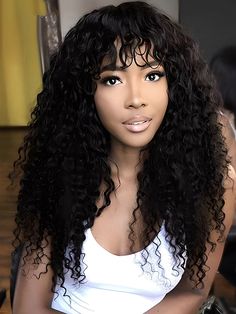 Hair Name: Human Hair Wigs with Bangs Hair Style: Water Wave Hair Hair Length: 8-26 inches Wig Weight: 200-320g/Wig (Depending on Lengths and Density) Color: Natural Color Density: 180% Density Cap Size: Medium, 22.5inch (Customize Size Service >) Quality: 100% Virgin Human Hair Wigs Shipment: DHL, FedEx, or UPS 3-7 Business Days Human Hair Wigs With Bangs, Water Wave Hair, Cheap Human Hair Wigs, Mongolian Hair, Textured Curly Hair, Bangs For Women, Hair Care Oil, Cheap Human Hair, Wave Hair