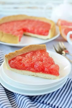 a slice of watermelon pie on a plate