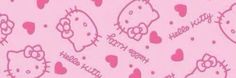 pink hello kitty wallpaper with hearts and cats on it's backgrund