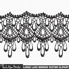 lace border clipart with black and white background