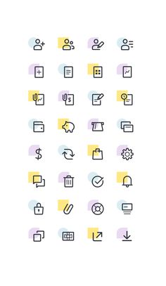 the icons are arranged in different colors and sizes, including one for each type of item