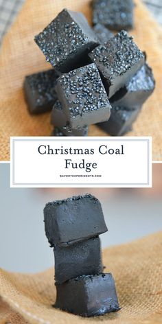 christmas coal fudge recipe on a plate