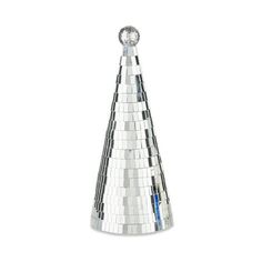 a silver cone shaped object on a white background