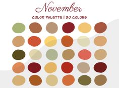 the color palette for november is red, orange, yellow and green with white dots