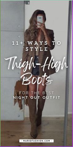 Find the perfect outfit to pair with thigh-high boots for a stylish night out. From sleek dresses to trendy skirts, these outfit ideas will help you make the most of your thigh-high boots and create a look that’s both chic and striking.	thigh-high boots outfit ideas | what to wear with thigh-high boots | night out thigh-high boots outfits | stylish thigh-high boots looks | thigh-high boots fashion tips | thigh-high boots night wear | trendy thigh-high boots outfits | chic thigh-high boots styles | how to style thigh-high boots | thigh-high boots and dresses | thigh-high boots night fashion | fashionable thigh-high boots | night out shoe ideas | thigh-high boots wardrobe | trendy night out outfits Fall Outfits With Long Black Boots, Outfits For Thigh High Boots, Thigh High Boots And Dress, How To Style Thigh High Boots, Tall Western Boots Outfit, Tall Boots Outfit Fall Styles, Brown Thigh High Boots Outfit, Knee High Boots Outfit Fall, Trendy Night Out Outfits