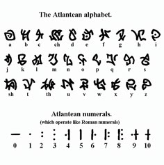 an ancient alphabet with the letters and numbers in cursive writing, as well as symbols