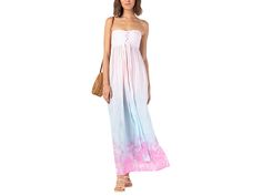 Tiare Hawaii Jasmine Maxi Dress - Women's Dress : Light Pink Aqua Ombre : Pull off the unique and adorable Tiare Hawaii Jasmine Maxi Dress for a timeless look on your beach vacation. Strapless sweetheart neckline. Braid detailing on the front. Tie detailing on the back. Smocked back design. Allover subtle print. Floor-length style. Pull-on construction. 100% rayon. Hand wash, line dry. Imported. Casual Strapless Beach Dress For Day Out, Casual Strapless Beach Dress For Spring, Casual Strapless Beach Dress, Casual Off-shoulder Beach Dress, Dress Light Pink, Ombre Dress, Strapless Sweetheart Neckline, Purple Ombre, Pull Off