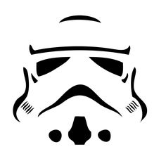 a star wars trooper helmet is shown in black and white