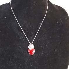 Nwot Just In Time For Valentine Day Red Heart Sterling Silver Red Heart Necklace, Red Heart Cut Sterling Silver Necklace, Red Heart Pendant, Jewelry Sterling Silver, Just In Time, Red Heart, Heart Pendant, Silver 925, In Time