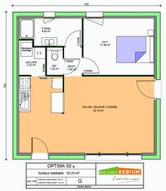 a floor plan for a bedroom and living room in a house with an attached bathroom