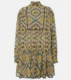 Printed cotton shirt dress in multicoloured - Etro | Mytheresa Chic Cotton Floral Print Shirt Dress, Chic Cotton Shirt Dress With Floral Print, Green Cotton Shirt Dress For Daywear, Long Sleeve Cotton Shirt Dress, Cotton Tunic Dress For Workwear, Shirt Advertisement, Fitness Gear, Cotton Shirt Dress, Dresses 2024