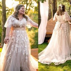 two pictures of a woman in a wedding dress