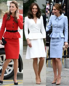 three pictures of the same woman in different outfits