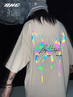 Embroidery Shirt Men, Hoodie Design Ideas, Female Clothes Outfits, Hoodie Diy, Retro Coat, Tshirt Printing Design, 3m Reflective, Shirt Design Inspiration, Loose Top