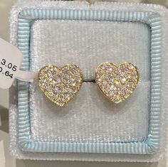 Pretty Diamond Heart Stud Earrings. Beautiful shape and excellent craftsmanship, the diamonds are very sparkling. These diamonds are all full cut round brilliant diamonds. We don't use single cut diamonds. The back is nice and solid so very comfortable on the ear. Lays nice and flat and doesn't fall forward. Heart measures 10 x 10.8mm. The large push backings have security notch for a secure fit. Genuine Round Brilliant Cut Natural Diamonds 18K Yellow Gold: 0.64 Carats 18K White Gold: 0.65 Carat Luxury Heart-shaped Diamond Earrings, Luxury Cubic Zirconia Heart Cut Earrings, Luxury Heart-shaped Brilliant Cut Earrings, Luxury Heart Cut Diamond Earrings For Gift, Diamond Heart Cut Earrings For Anniversary, Fine Jewelry Heart Cut Diamond Earrings, Heart Cut Diamond Earrings With Vvs Clarity, Vvs Clarity Heart Cut Diamond Earrings, Heart Cut Diamond Earrings In Fine Jewelry Style