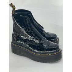 Thanks For Looking At This Listing! Any Questions Please Message Me. Ships Out Fast! See Photos For Measurements. Ships Without Box Brand New Size 6 Black Patent Leather Boots With Zipper Closure, Shoes Dr Martens, Martens Boots, Dr Martens Boots, Box Branding, Dr Martens Shoes, Martens Shoes, Leather Zipper, Moto Boots