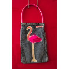 Cutest Designer Denim & Feathers Pink Flamingo Hand Bag By Shirley Geek London So Freaking Cute! Features Hand Painted Pink Flamingo On Denim With Pink Feather Accents And A Transparent Plastic Handle Filled With Pink Feathers! Snap Closure, One Large Compartment Inside. Measures 18.5 Inches Long From Top Of Handle To Bottom Of Bag. Bag Itself Measures 12 Inches Long And 8 Inches Wide. In New, Never Used Condition Perfect Gift For The Pink Flamingo Lover In Your Life! Pink Upcycled Bags For Everyday Use, Everyday Pink Upcycled Bags, Everyday Use Pink Upcycled Bags, Geek Bag, Denim Feathers, Designer Denim, Pink Feathers, Pink Flamingo, Denim Design