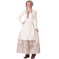 The Fun Costume Prairie Pioneer Costume Plus SizeWhen it comes to pioneer costumes, you have a lot of options available. We want to make sure you looks ready to take on the Oregon Trail when you suit up for costume fun, so we made this Prairie Pioneer Dress to be a realistic recreation of a pioneer woman's outfit. Our costume designers were sure to pay extra attention to each detail to ensure that your costume experience feels historically accurate!Product Design:Blaze your path on the frontier Pioneer Woman Dressing, Pioneer Costume, Pioneer Clothing, Pioneer Dress, Farm Dress, Woman Costume, Backless Prom Dresses, Fancy Dresses Party, Large Dress