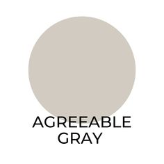 the words agreeable gray are shown in black on a white background with an oval shape