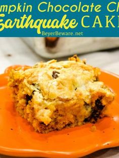 pumpkin chocolate chip bake on an orange plate